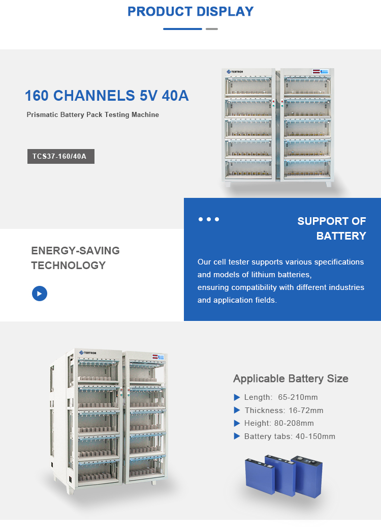 160 channel product display of prismatic battery testing machine
