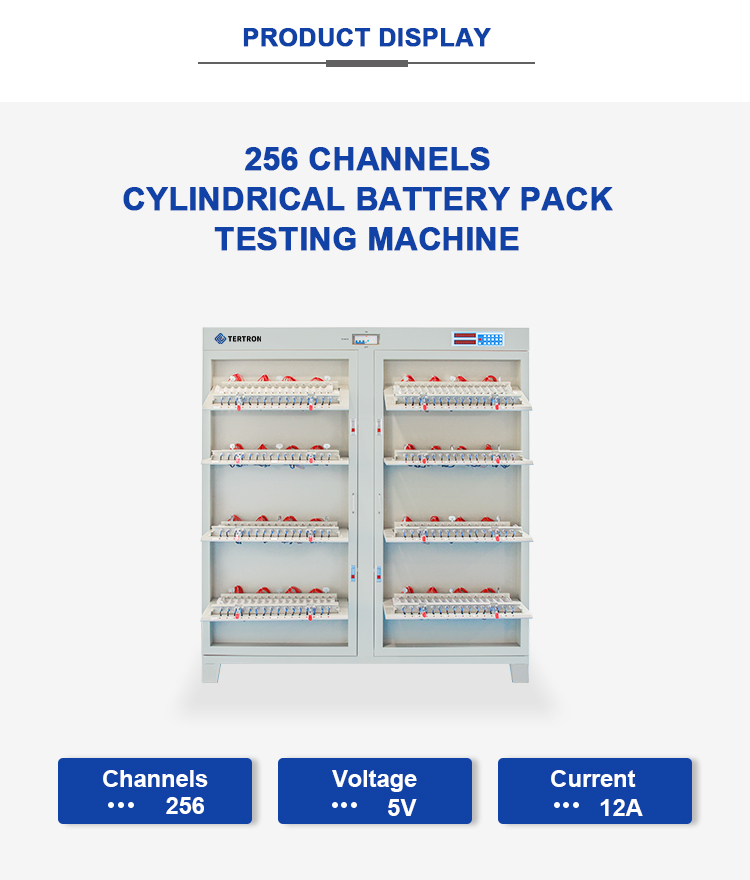 product display of cylindrical battery testing machine - 256 channel 10A 12A